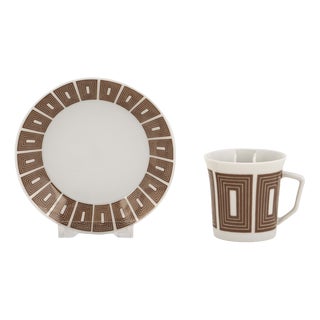 Mid-Century Modern Porcelain Coffee Cup by Fürstenberg, 1960s, Set of 2 For Sale