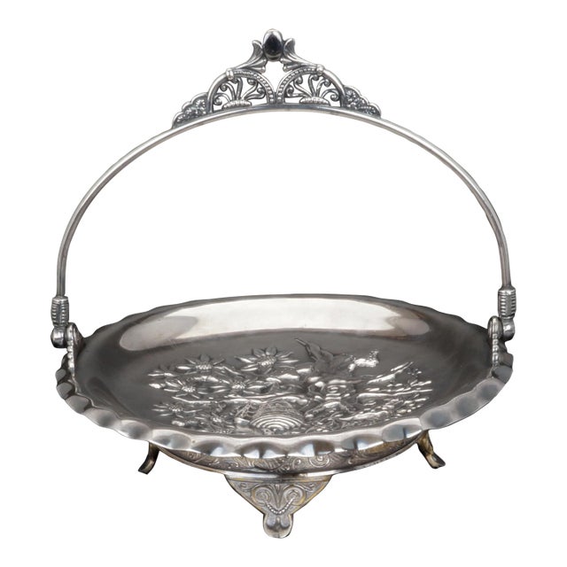 Victorian Pairpoint Silver Plate Cake Basket Seashell Design Circa 1880 For Sale