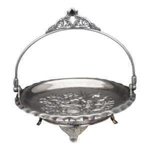 Victorian Pairpoint Silver Plate Cake Basket Seashell Design Circa 1880