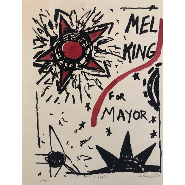 Katherine Porter, Abstract Expressionist Watercolor Painting Woodblock Political Poster Mel King, 1983 For Sale - Image 4 of 7