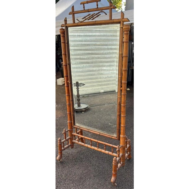 Antique Psyche Mirror in Beech, 1890s For Sale - Image 3 of 18