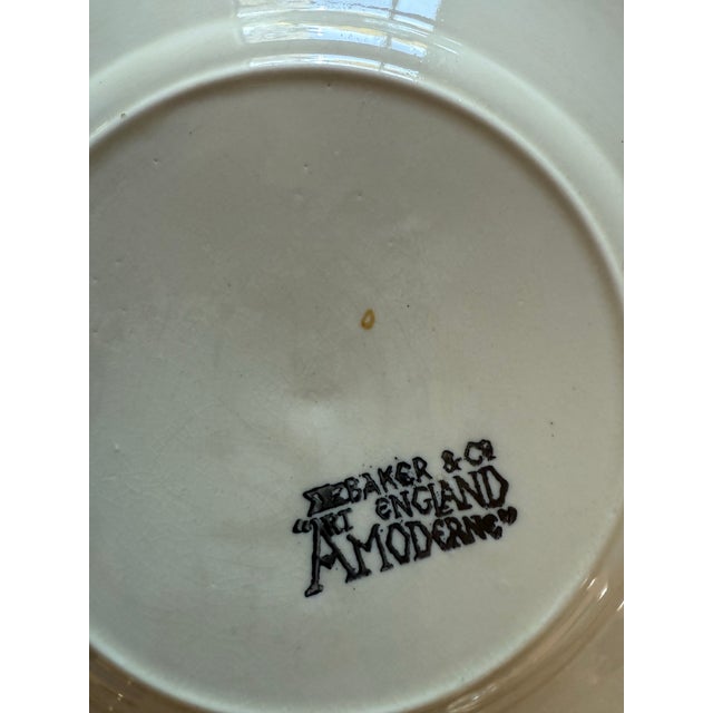 Cream Set of 5 Vintage Art Moderne Small Plates by Baker & Co For Sale - Image 8 of 9