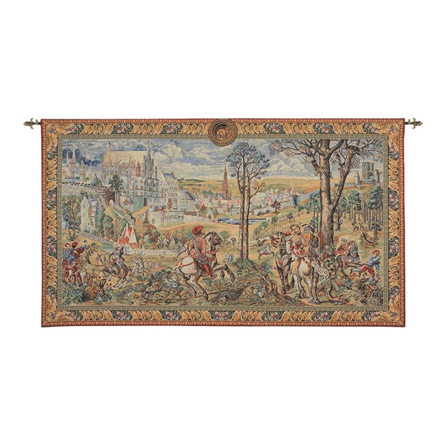Medieval Brussels Tapestry - 117 X 207 Cm (3'10" X 6'10") - Requires Rod Size 5 For Sale