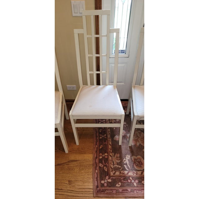 1970s Abel Gonzalez White Lacquer Modern Tall Back Dining Room Chairs For Sale - Image 15 of 18