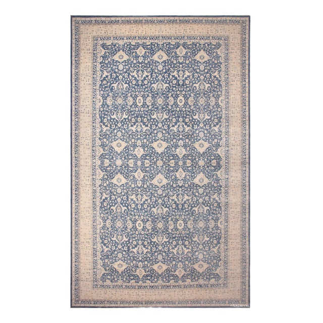 Nazmiyal Collection Blue Oversized Modern Oriental Traditional Indian Agra Rug For Sale