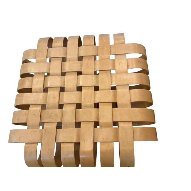 Brown Vintage 1993 Frank Gehry for Knoll Power Play Woven Lounge Chair and Ottoman For Sale - Image 8 of 18