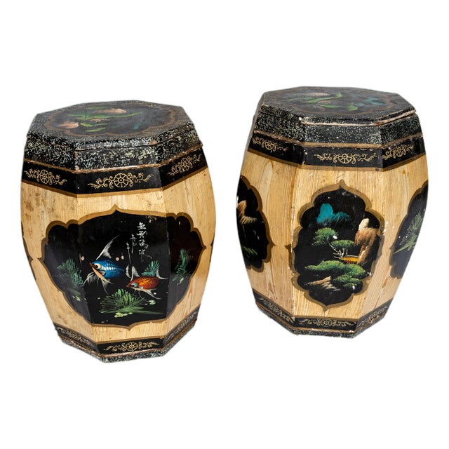 Octagon Vintage Wood Ginger Boxes For Sale