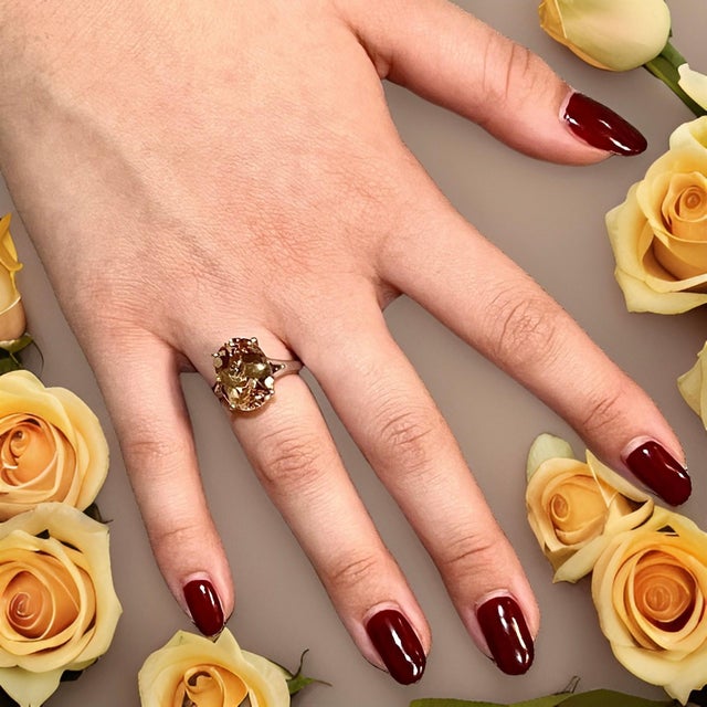 Natural Citrine Ring 6.5 14k W Gold 6.48 Cts Certified For Sale - Image 4 of 15