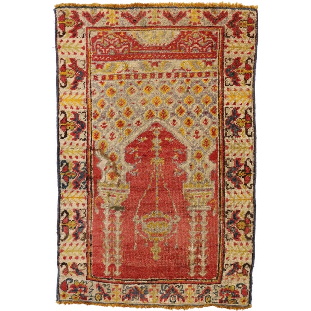 Vintage Turkish Oushak Rug, Turkish Prayer Rug - 01'11 X 02'10 For Sale - Image 10 of 10