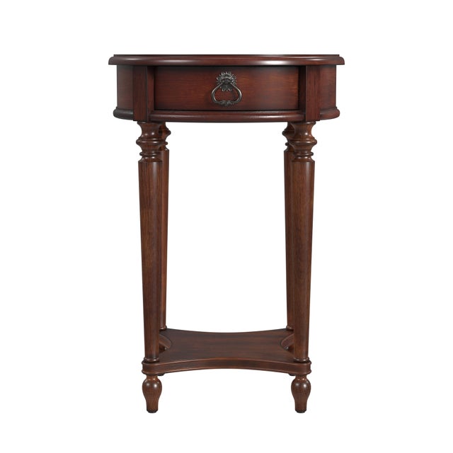 Traditional Jules 1 Drawer Round End Table, Cherry Brown For Sale - Image 3 of 7