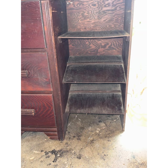 1940s Vintage Mid-Century Kidney Shaped Dressing Table Vanity With Swinging Storage Arms For Sale - Image 5 of 13