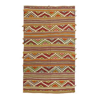 Colorful Vintage Turkish Jajim Flat-Weave - 4'11" x 7'4" For Sale
