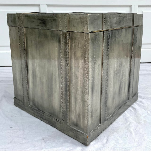 1970's Silver Cube Trunk Side Table Made by Alfonso Retana For Sale - Image 10 of 13