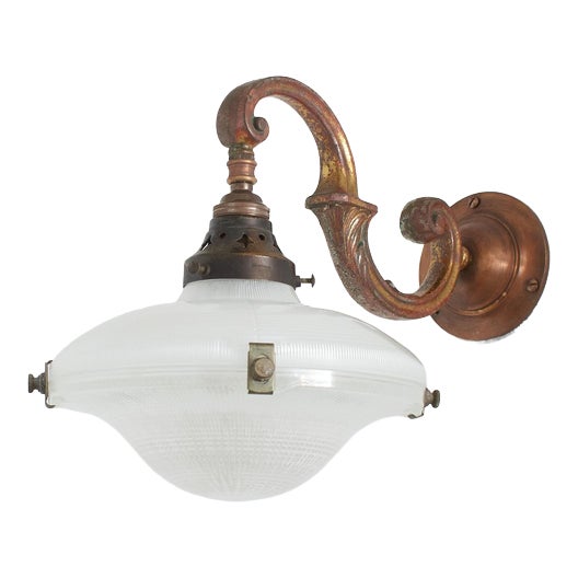 Vintage Holophane Ripple-Lite Church Wall Light, 1920s For Sale