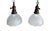 Great pair of vintage pendant light fixtures circa 1920’s featuring frosted glass shades with wheel-cut starburst patterns...