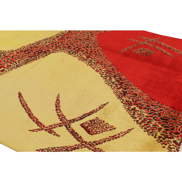 Rug & Kilim Vintage Zeki Müren Rug With Red and Gold Geometric Pattern From Rug & Kilim For Sale - Image 4 of 8