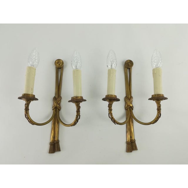 Vintage French Brass Wall Lights with Candles, Set of 2 For Sale - Image 10 of 10