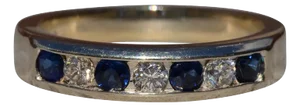 The Drexeline: Ladies Magic Glo Signed 14K Band set with White and Blue Diamonds