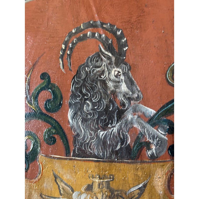 Hand Painted Oil on Wood Memento Mori Coat of Arms Heraldry Wall Plaque For Sale In Palm Springs - Image 6 of 12