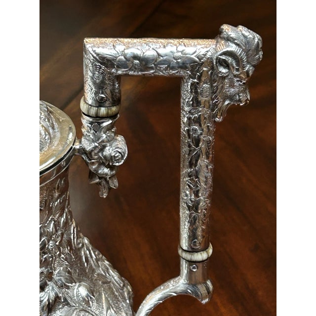 Metal Antique A.e. Warner Baltimore Repoussé Coin Silver Coffee Pot For Sale - Image 7 of 8