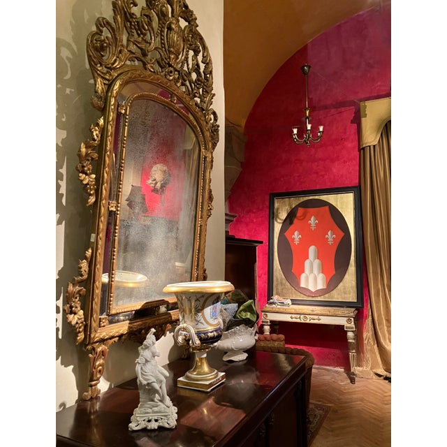 Large 19th Century French Giltwood Marriage Mirror Antique Overmantel Mirror with Original Mercury Foxed Glass For Sale - Image 3 of 13