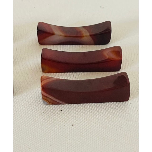 Contemporary 1960s Agate Stone Knife Fork Holders - Set of 6 For Sale - Image 3 of 5