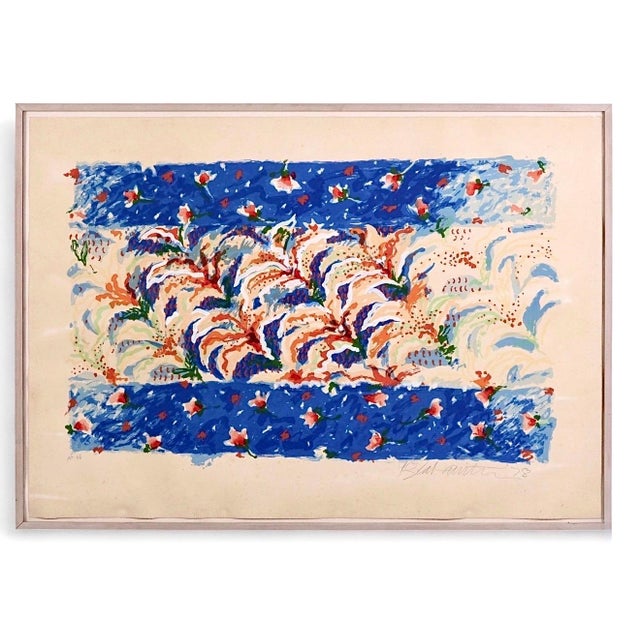 Robert Rahway Zakanitch (American b. 1935), Lilies, Blue and Orange, Hand signed and dated 78 in pencil at the lower...