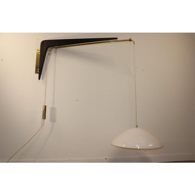 Black 241P Wall Light in Acrylic Glass, Teak, and Brass from Robert Mathieu, 1950s For Sale - Image 8 of 18