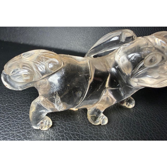 Antique Hand Carved Chinese Foo Lion Dog Rock Crystal Stone Sculpture Statue For Sale - Image 10 of 13