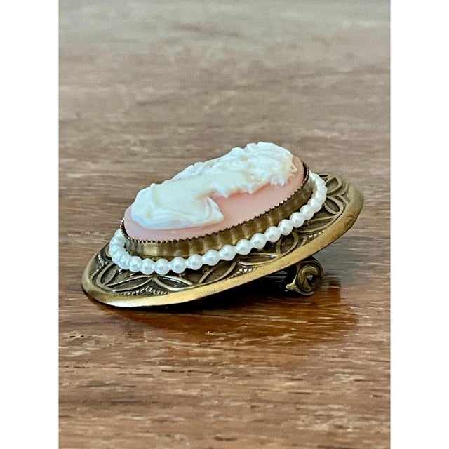 Vintage Silver Shell Cameo Brooch Pendant Brooch For Sale - Image 10 of 12