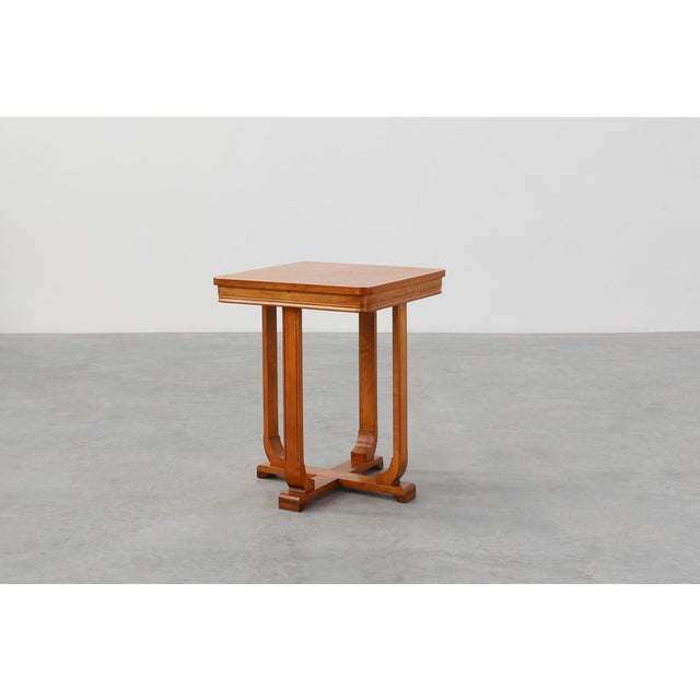 Belgian Art Deco Side Table with Geometric Top, 1920 For Sale - Image 4 of 12