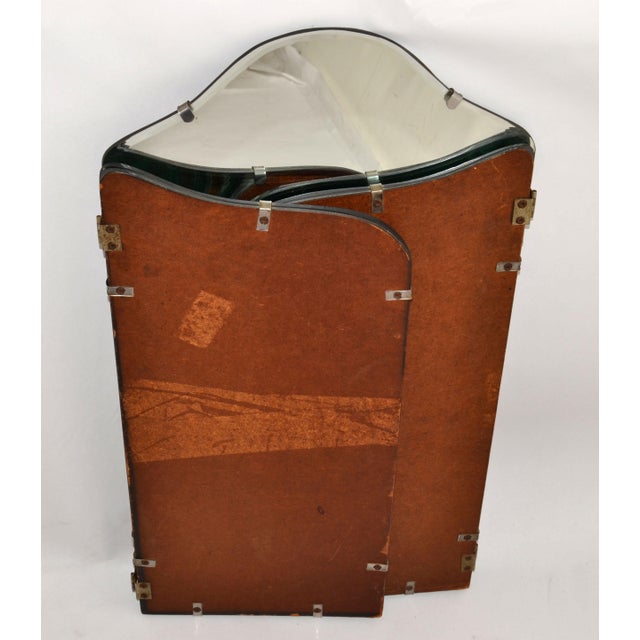 Transparent 1930s French Art Deco Arched 3-Panel Beveled Mantel Vanity Wall Mirror For Sale - Image 8 of 12