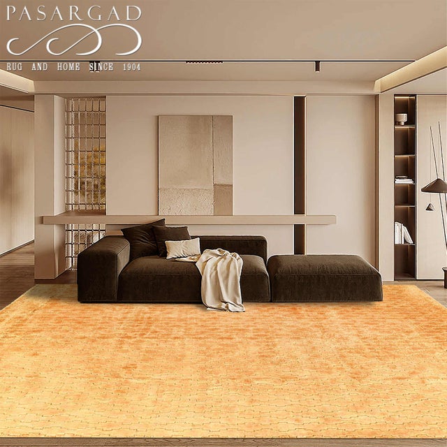 Pasargad DC Gold Indian Modern Bamboo Silk Rug For Sale - Image 4 of 4