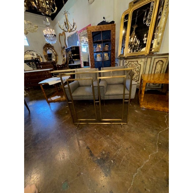 Modern Modern Design Custom Made Brass Fire Screen For Sale - Image 3 of 5