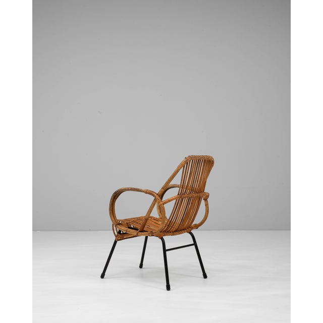 Mid-Century Modern Early 20th Century French Bamboo Armchair With Metal Frame For Sale - Image 3 of 18