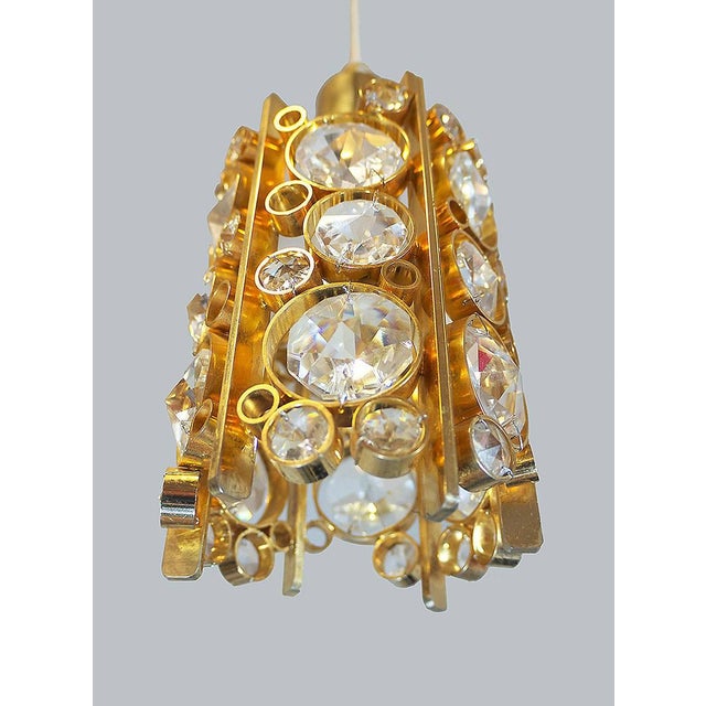 Hollywood Regency Palwa Small Bubble Chandelier in Crystal Glass & Gilt Brass, 1960s, Germany For Sale - Image 3 of 5