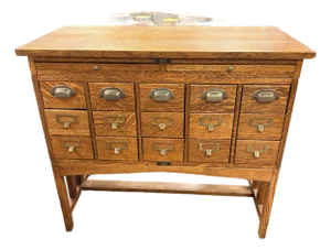 Antique Oak Index Card Size Us Treasury Dept. Cabinet Table