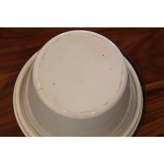 Rare Antique Gebruder Baumann Enameled Steel Slop Bucket W/ Recessed Lid For Sale - Image 6 of 7