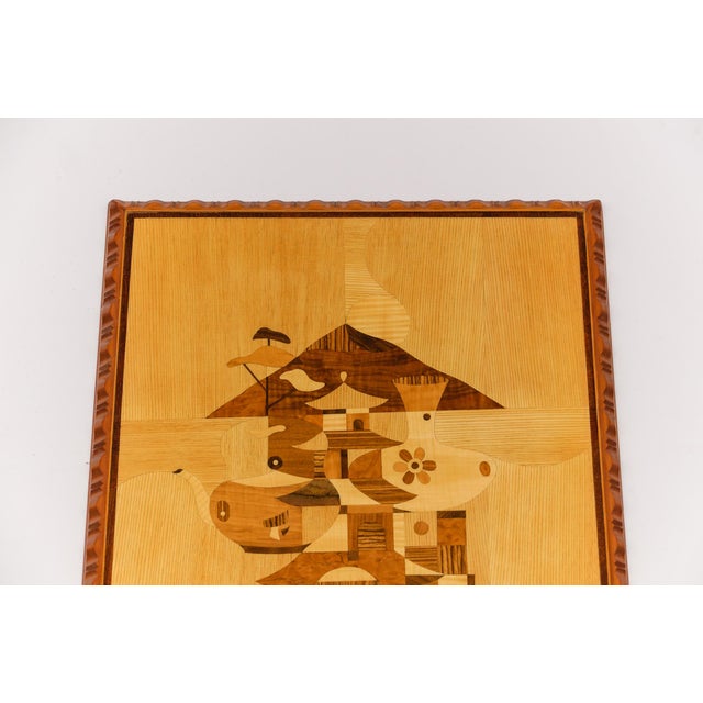Rene Berg, Wooden Inlays Art, 1975, Beech, Teak and Wood For Sale - Image 4 of 9