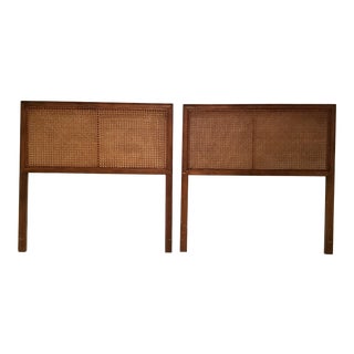 Vintage Walnut and Cane Twin Headboards - a Pair For Sale
