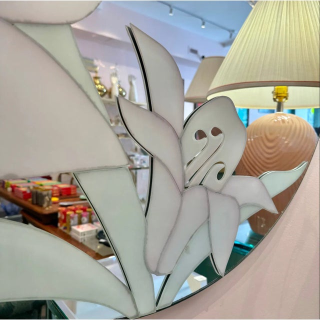 1980s Vintage Circular David Marshall Flower Mirror For Sale - Image 5 of 8