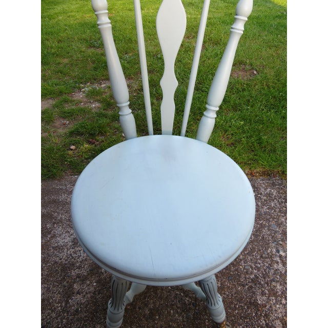 Victorian Antique Painted High Back Piano Stool W/ Nautical Glass Claw Feet For Sale - Image 3 of 18