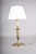 Vintage Brass Candlestick Table Lamp with Green Accent, 1950s For Sale - Image 4 of 14