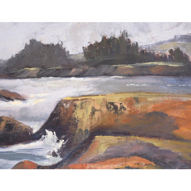 Foggy Coastal Seascape in Oil on Illustration Board For Sale In Monterey, CA - Image 6 of 9