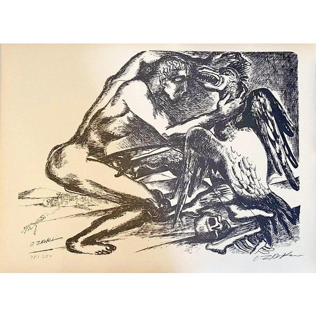 Ossip Zadkine, The Labors of Hercules, Fight With the Stymphalian Bird, Lithograph For Sale - Image 4 of 4