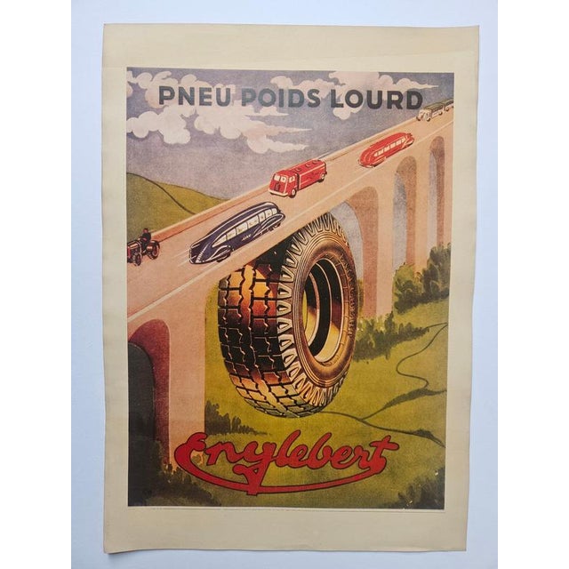 Art Deco Englebert Pneu Advertising Poster, 1930s For Sale - Image 4 of 8