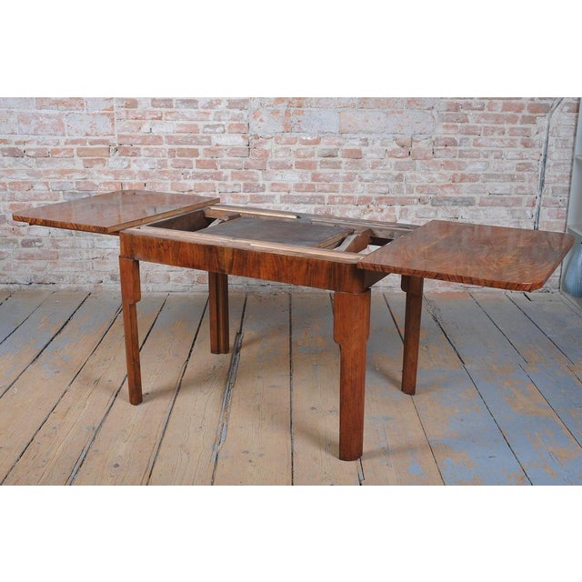 Art Deco Extendable Dining Table in Beech, Spruce and Walnut, Czech, 1930s For Sale - Image 6 of 18