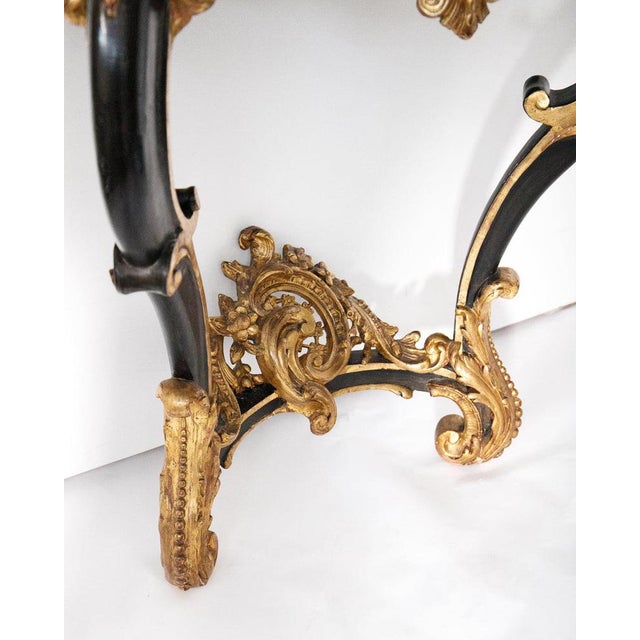 19th Century Napoleon III Ebonized & Giltwood Console Table For Sale - Image 4 of 7