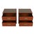 This is a pair of English mid-century mahogany campaign style side tables. The tops have tooled green leather, and the...