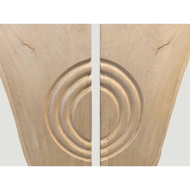 2010s Andrianna Shamaris Bleached Teak Wood Minimalist Panel For Sale - Image 5 of 5